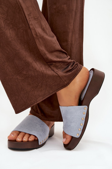 Dámske papuče Ze zlatej farbymi Svorníky Modrá Ferinna