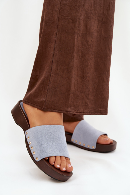 Dámske papuče Ze zlatej farbymi Svorníky Modrá Ferinna