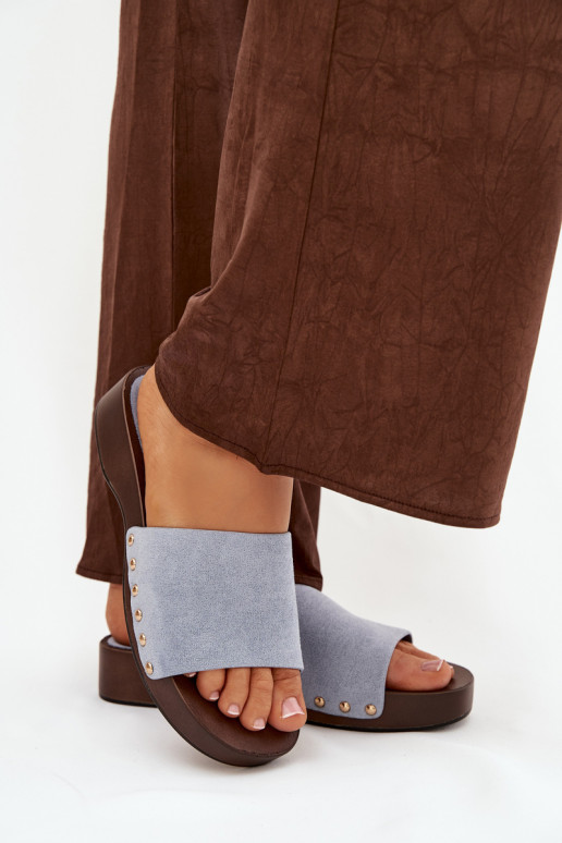 Dámske papuče Ze zlatej farbymi Svorníky Modrá Ferinna