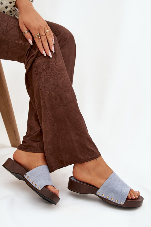 Dámske papuče Ze zlatej farbymi Svorníky Modrá Ferinna