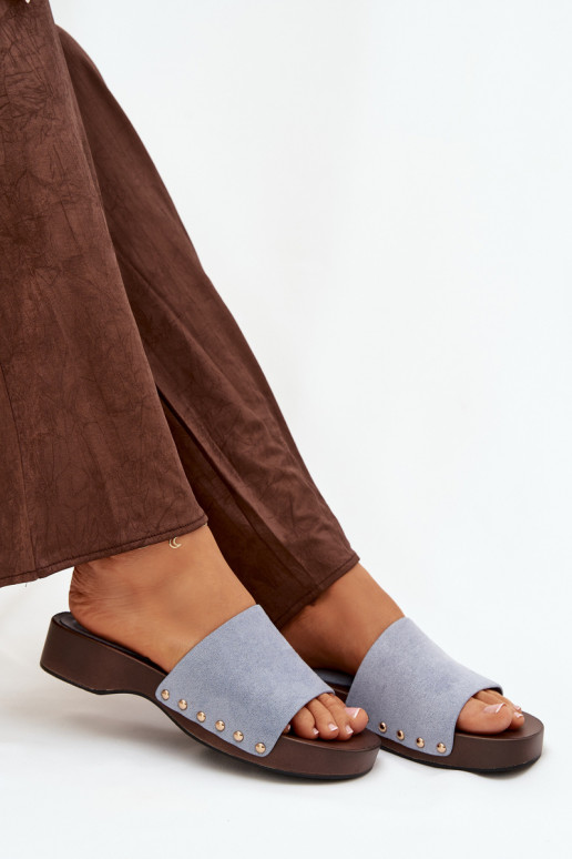 Dámske papuče Ze zlatej farbymi Svorníky Modrá Ferinna