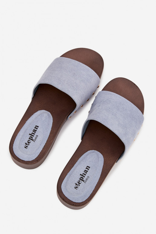 Dámske papuče Ze zlatej farbymi Svorníky Modrá Ferinna