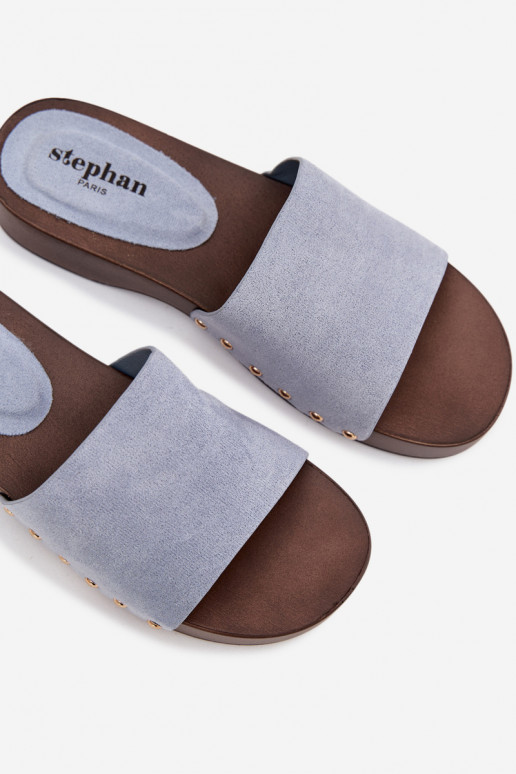 Dámske papuče Ze zlatej farbymi Svorníky Modrá Ferinna