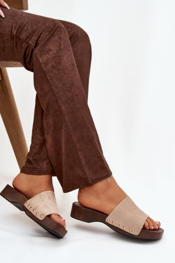 Dámske papuče Ze zlatej farbymi Svorníky béžová Ferinna