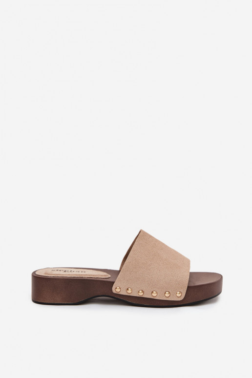 Dámske papuče Ze zlatej farbymi Svorníky béžová Ferinna