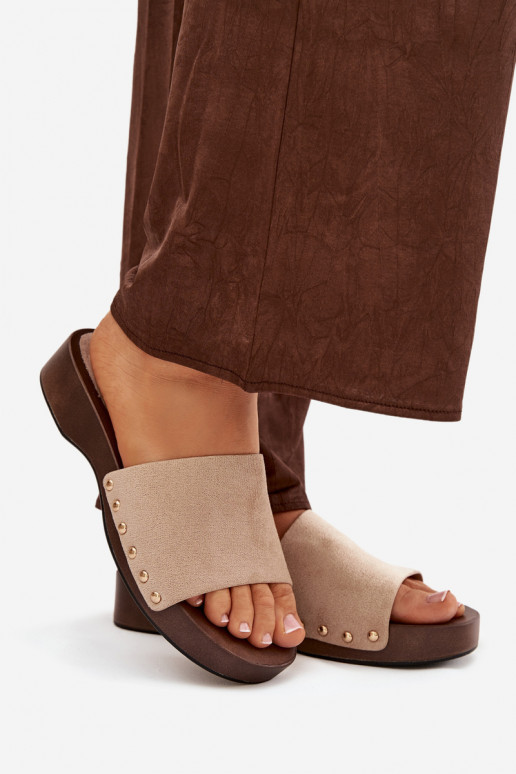 Dámske papuče Ze zlatej farbymi Svorníky béžová Ferinna