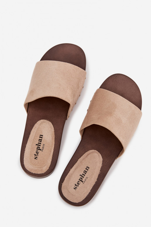 Dámske papuče Ze zlatej farbymi Svorníky béžová Ferinna