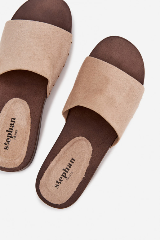 Dámske papuče Ze zlatej farbymi Svorníky béžová Ferinna