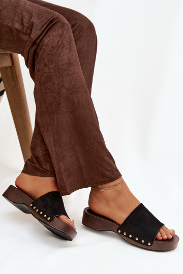 Dámske papuče Ze zlatej farbymi Svorníky čierna Ferinna 2