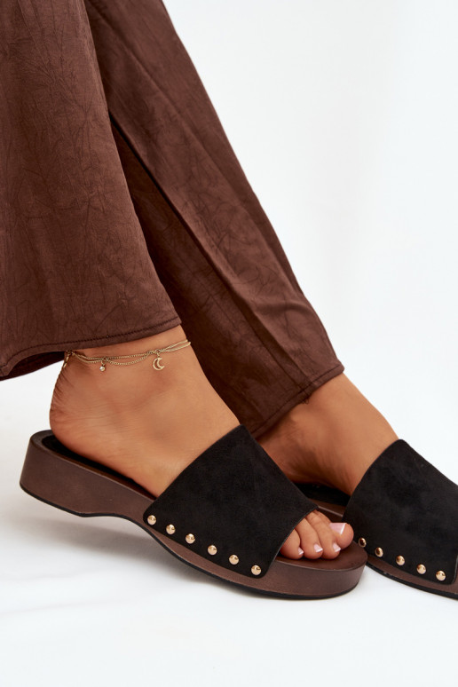 Dámske papuče Ze zlatej farbymi Svorníky čierna Ferinna