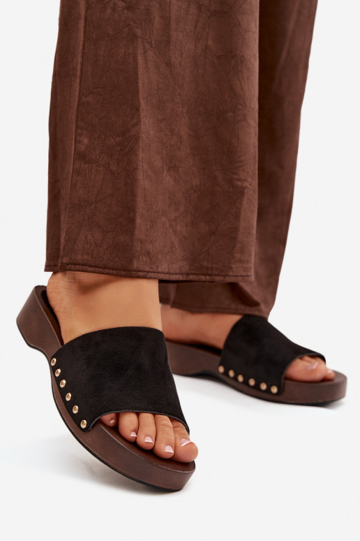 Dámske papuče Ze zlatej farbymi Svorníky čierna Ferinna