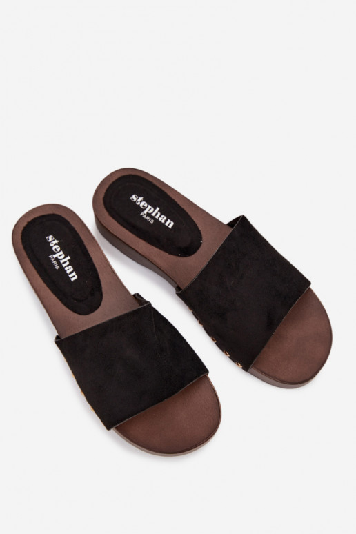 Dámske papuče Ze zlatej farbymi Svorníky čierna Ferinna