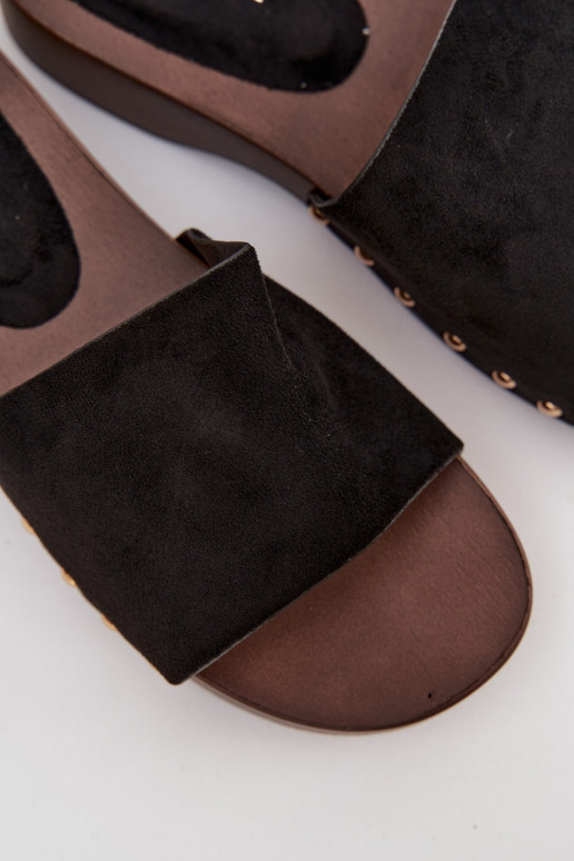 Dámske papuče Ze zlatej farbymi Svorníky čierna Ferinna