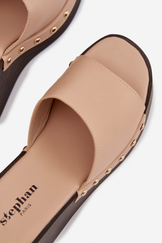 Dámske papuče Zapnuté INedge Ze zlatej farbymi Svorníky béžová Arionne