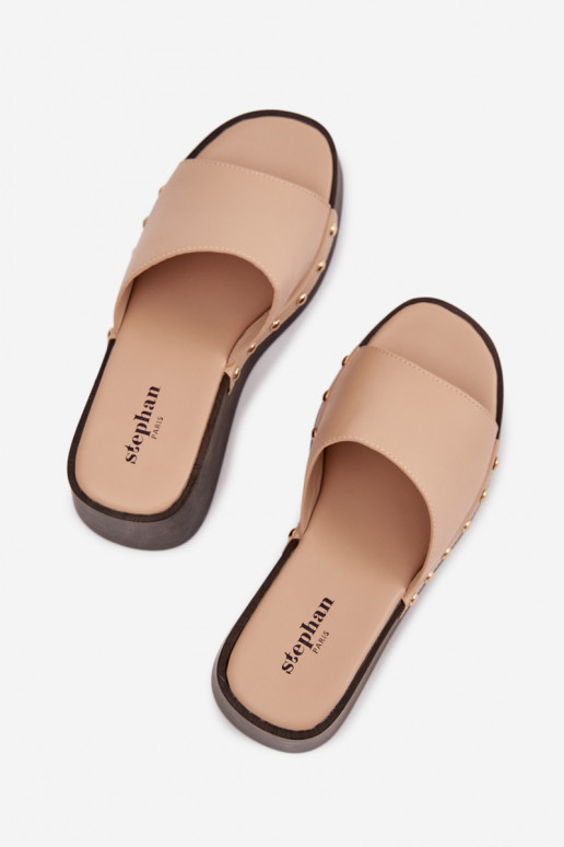 Dámske papuče Zapnuté INedge Ze zlatej farbymi Svorníky béžová Arionne