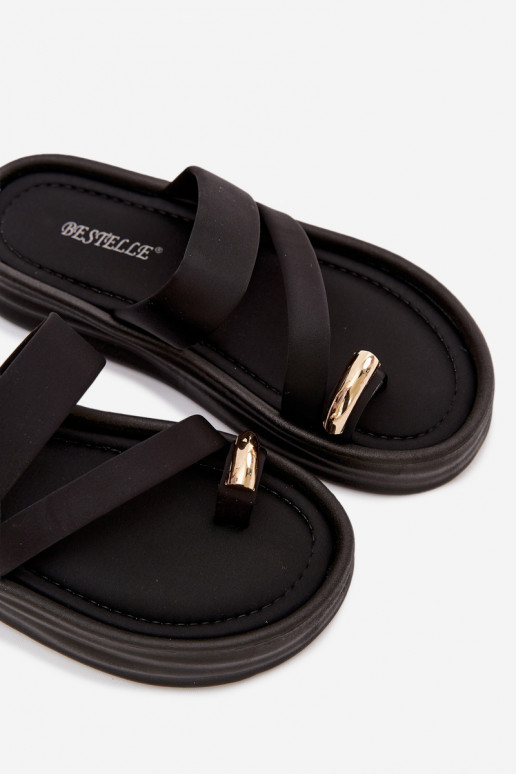 materiál Dámske papuče S pruhmi I zlatej farbym Detalem čierna Farielle