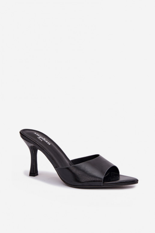 s lakovým efektom Dámske papuče s podpätkami čierna Lirissa