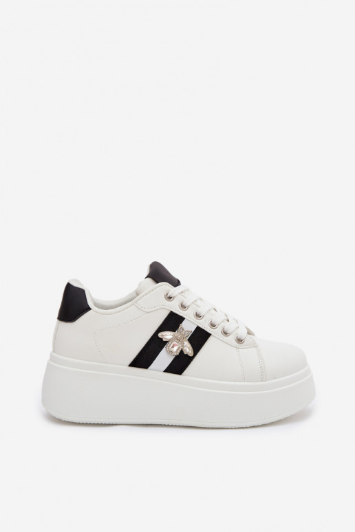 Tenisky model obuvi Dámske s platformouPrzypinką biela farba Palvessa