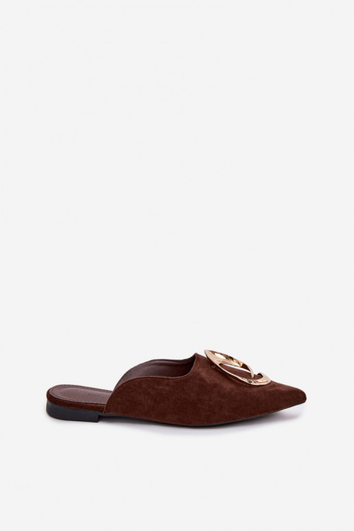 Dámske papuče Mule S Ornatem zlatej farbym Detalem CzekoladoIne Galvella