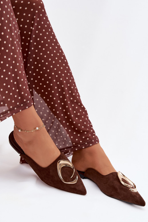 Dámske papuče Mule S Ornatem zlatej farbym Detalem CzekoladoIne Galvella