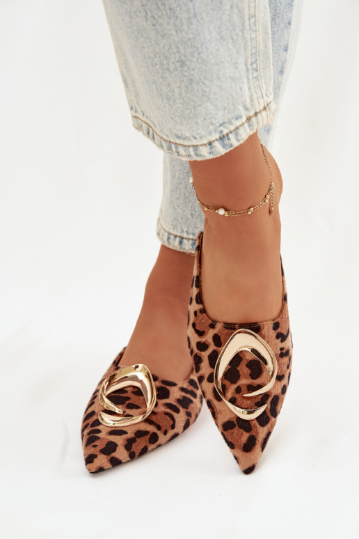 Dámske papuče Mule S Ornatem zlatej farbym Detalem so vzormi leopardej kožušiny Galvella