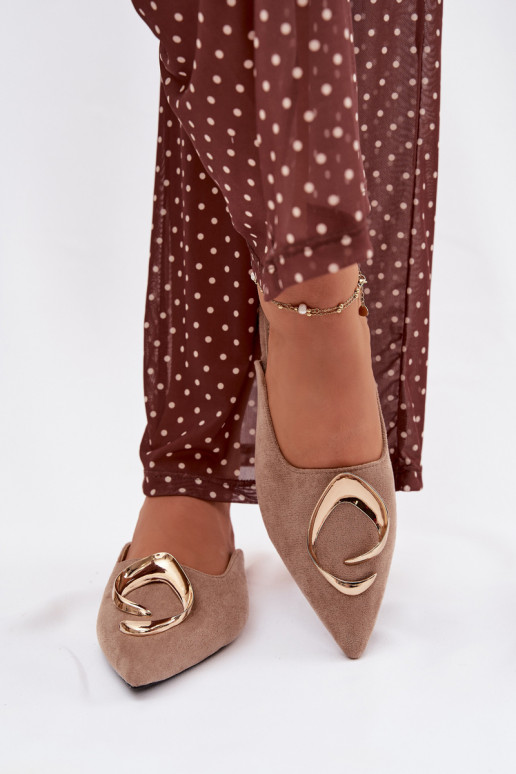 Dámske papuče Mule S Ornatem zlatej farbym Detalem béžová Galvella