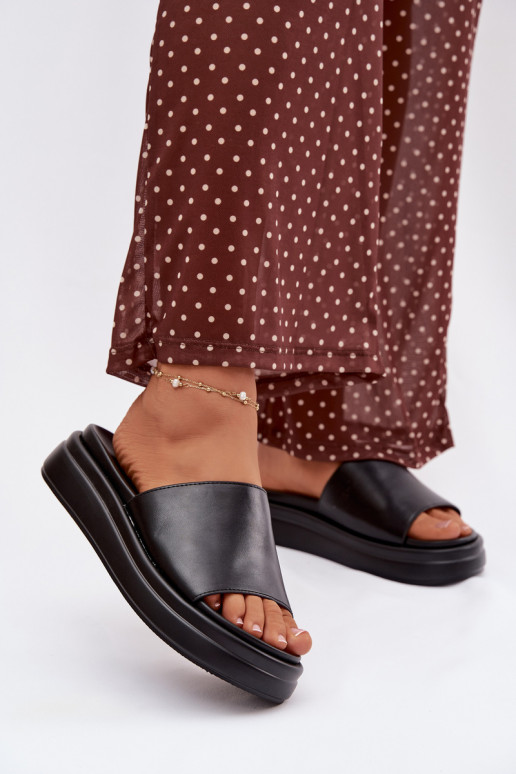 Dámske papuče s platformou čierna Tanelisse