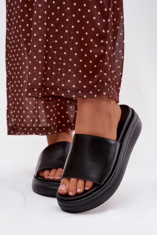 Dámske papuče s platformou čierna Tanelisse