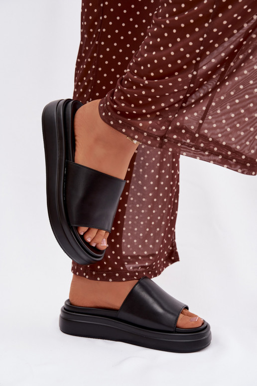 Dámske papuče s platformou čierna Tanelisse