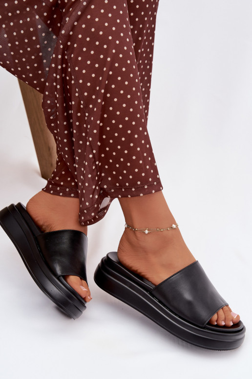 Dámske papuče s platformou čierna Tanelisse