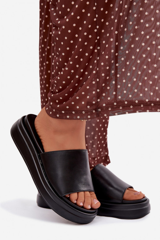 Dámske papuče s platformou čierna Tanelisse