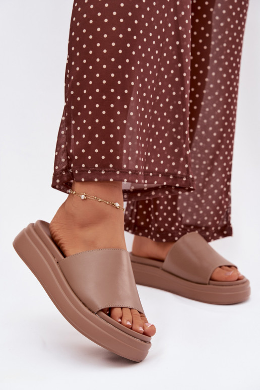 Dámske papuče s platformou béžová Tanelisse