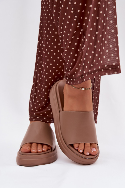 Dámske papuče s platformou béžová Tanelisse