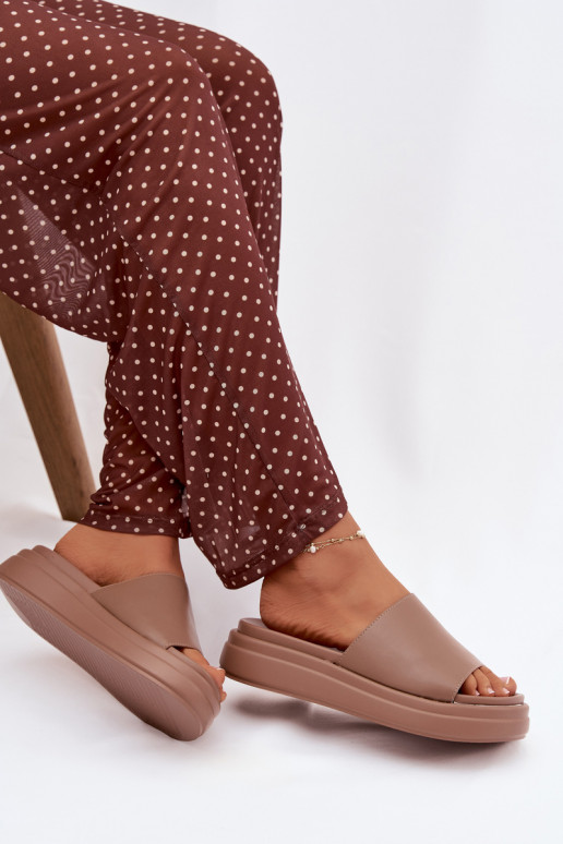 Dámske papuče s platformou béžová Tanelisse