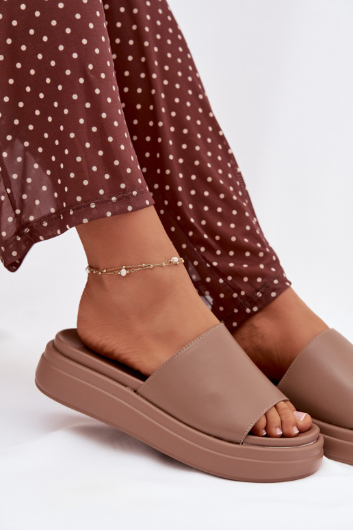 Dámske papuče s platformou béžová Tanelisse