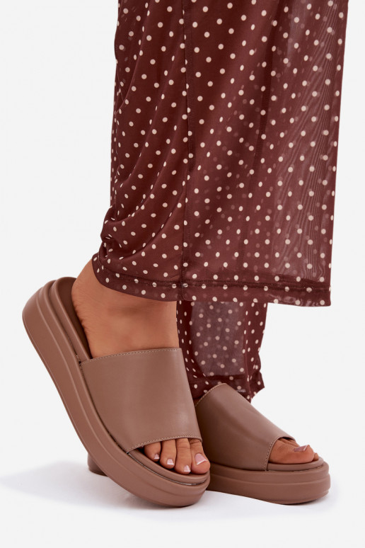 Dámske papuče s platformou béžová Tanelisse