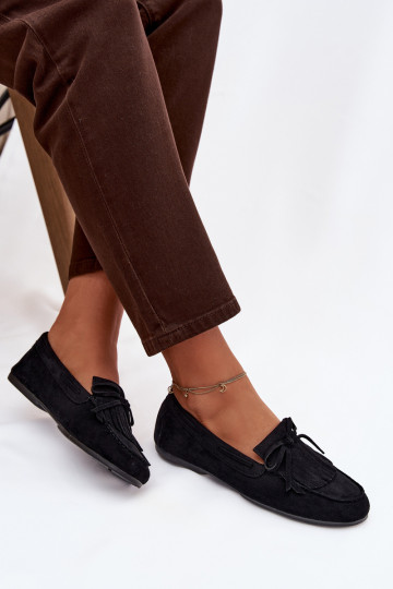 dámske mokasíny so strapcami čierna Janelisse