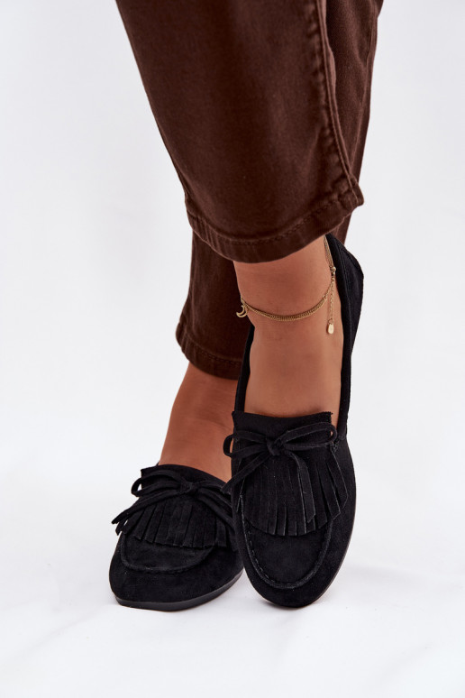 dámske mokasíny so strapcami čierna Janelisse