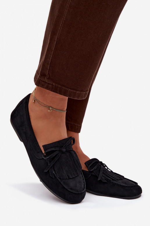 dámske mokasíny so strapcami čierna Janelisse