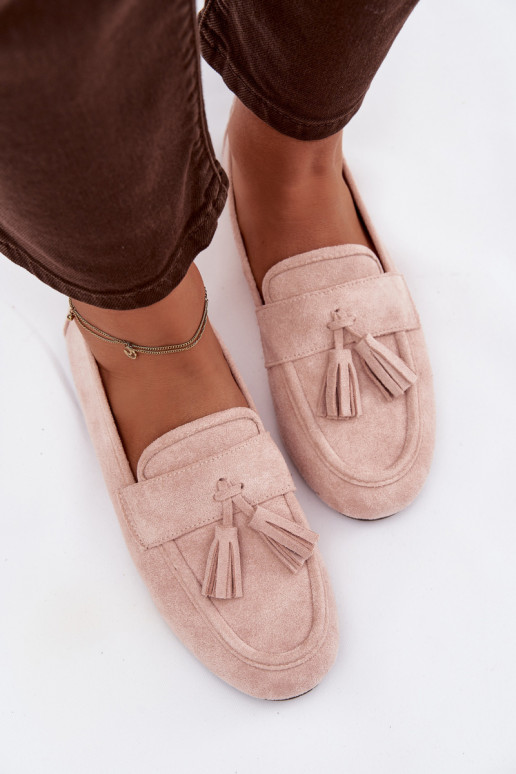 Mokasíny Dámsky byt so strapcami Svetlo ružový odtieň Márilisse