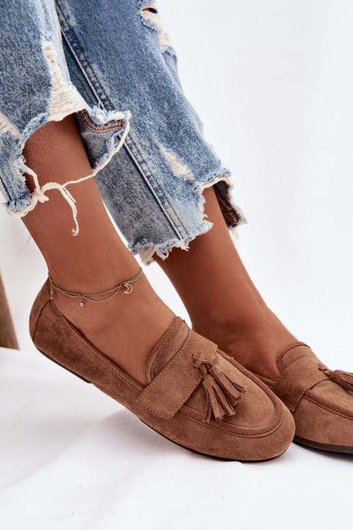 Mokasíny Dámsky byt so strapcami Hnedá farba Márilisse