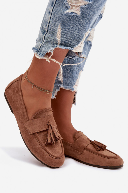 Mokasíny Dámsky byt so strapcami Hnedá farba Márilisse