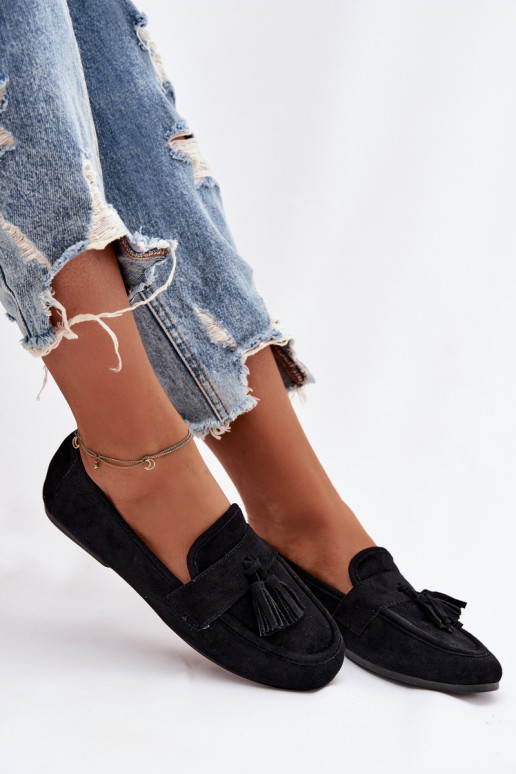 Mokasíny Dámsky byt so strapcami čierna Márilisse