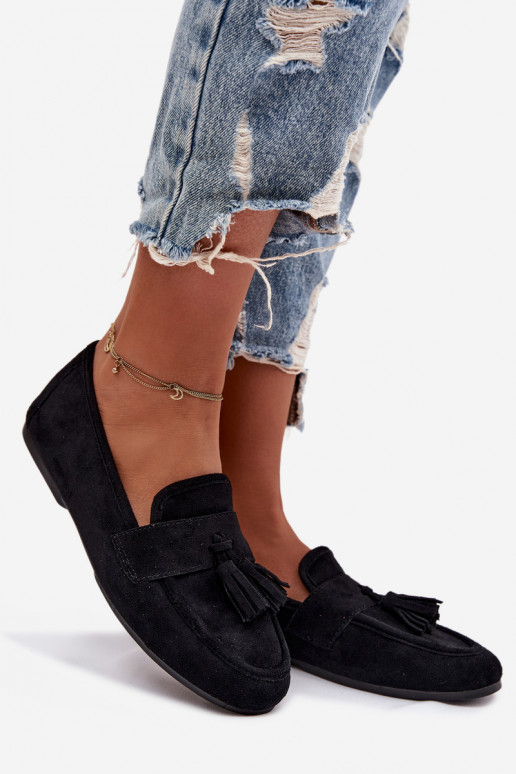 Mokasíny Dámsky byt so strapcami čierna Márilisse