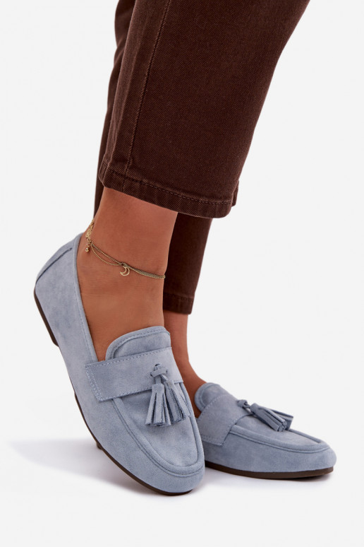 Mokasíny Dámsky byt so strapcami Modrá Márilisse