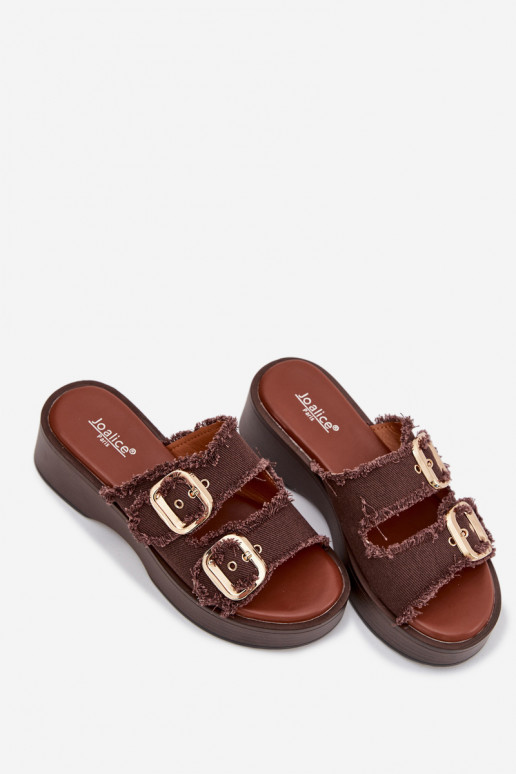 Dámske papuče s platformou Ze zlatej farbymi s prackamimi CzekoladoIne Renelisse