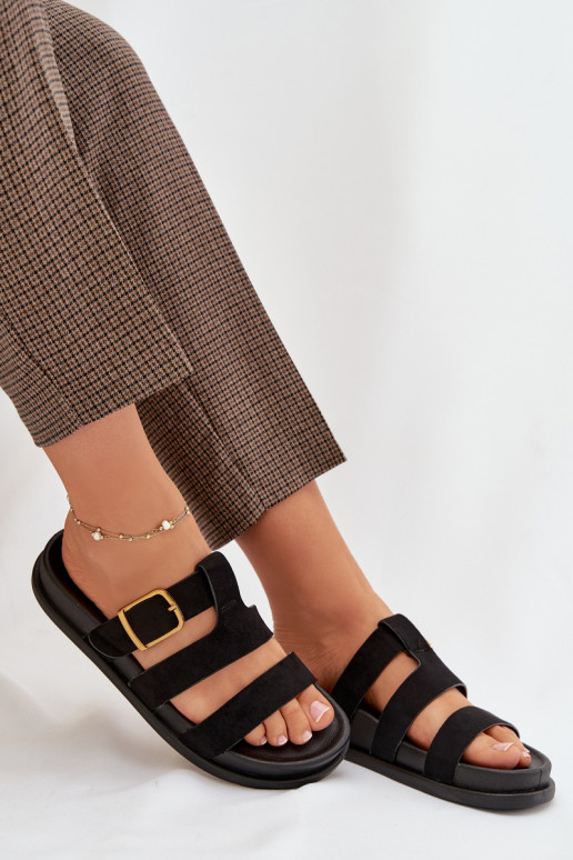 Dámske papuče S pruhmi I Złotą s prackami čierna Ulirissa