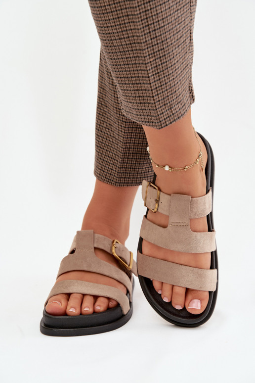 Dámske papuče S pruhmi I Złotą s prackami béžová Ulirissa