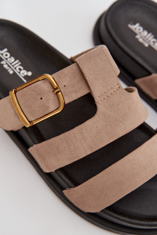 Dámske papuče S pruhmi I Złotą s prackami béžová Ulirissa