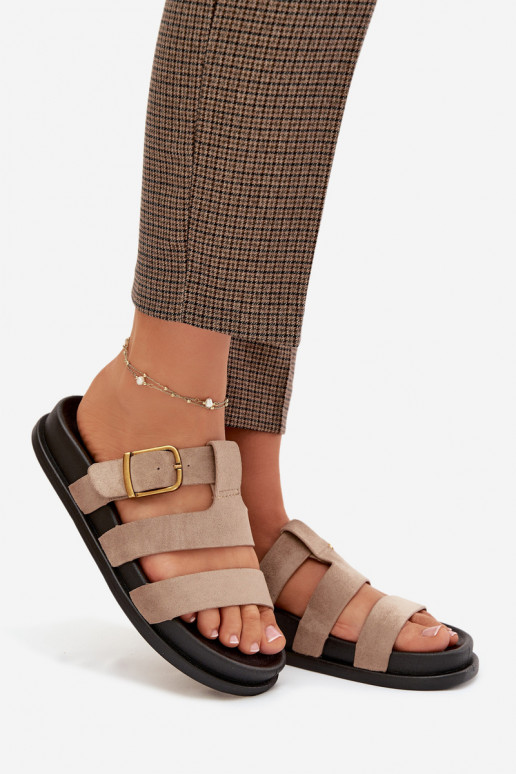 Dámske papuče S pruhmi I Złotą s prackami béžová Ulirissa